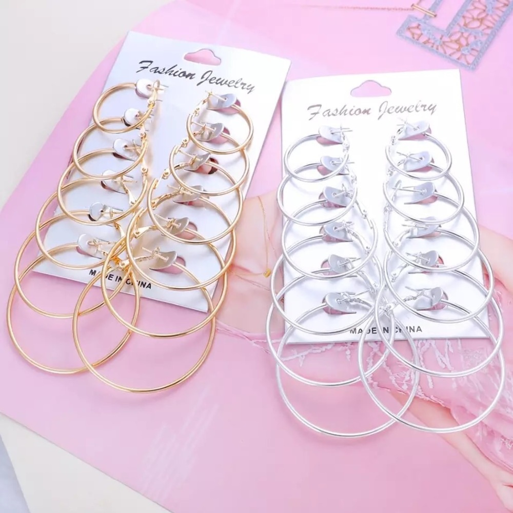 Circle⭕️Hoops Earrings SET ( silver & gold )